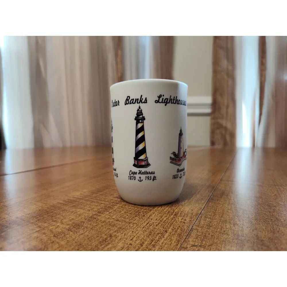 Outer Banks Lighthouses Ceramic Mug Candle Handmade Blue Ocean Breeze Scent B126